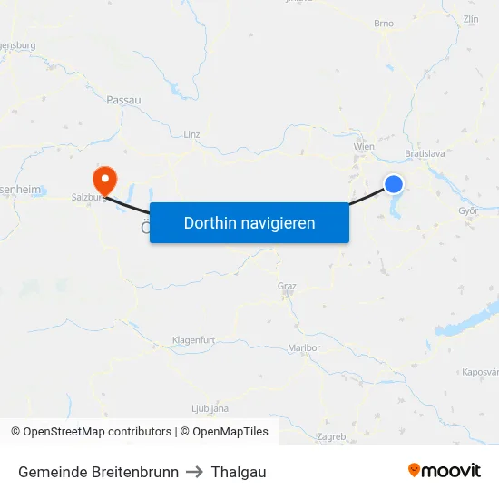 Gemeinde Breitenbrunn to Thalgau map