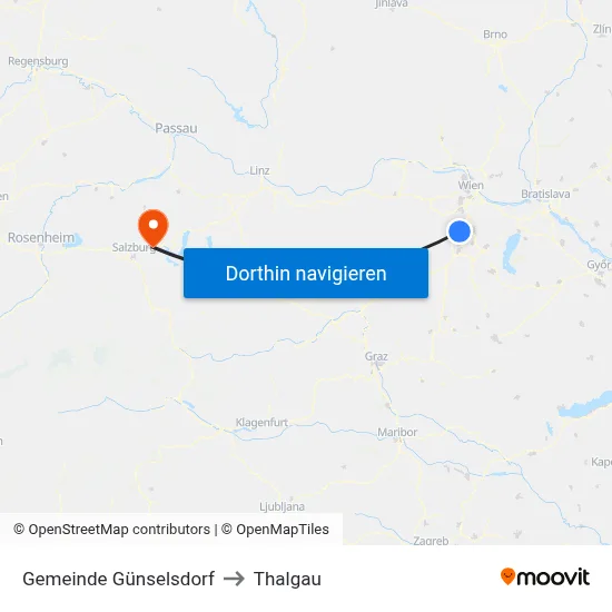 Gemeinde Günselsdorf to Thalgau map