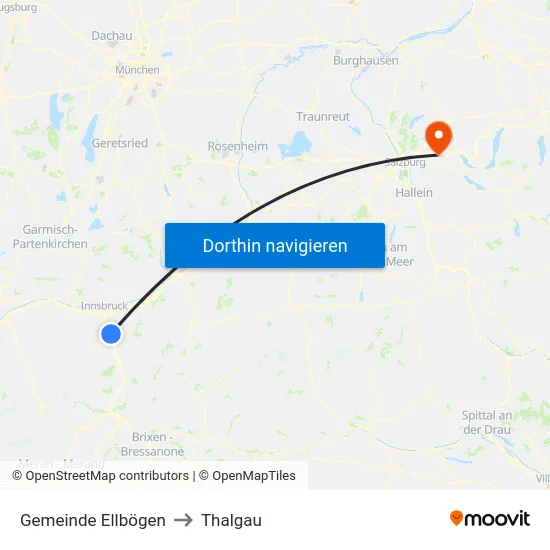 Gemeinde Ellbögen to Thalgau map