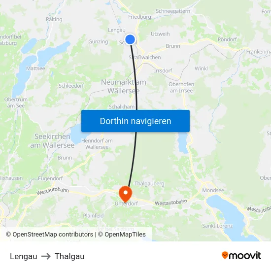 Lengau to Thalgau map