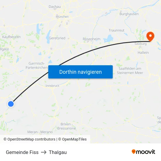 Gemeinde Fiss to Thalgau map