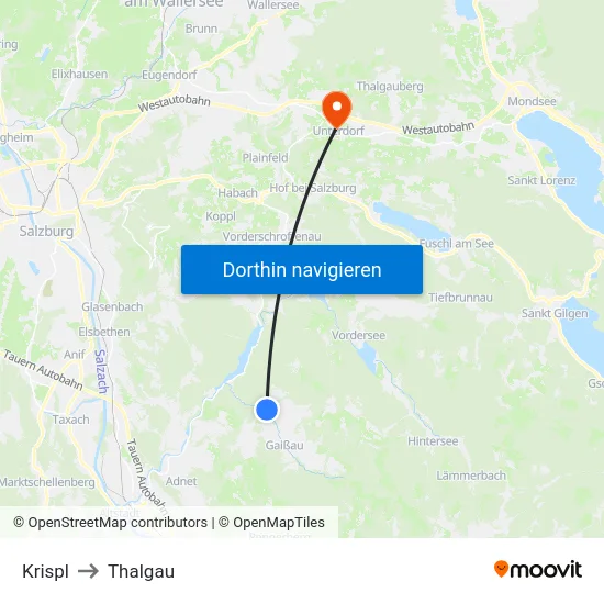 Krispl to Thalgau map