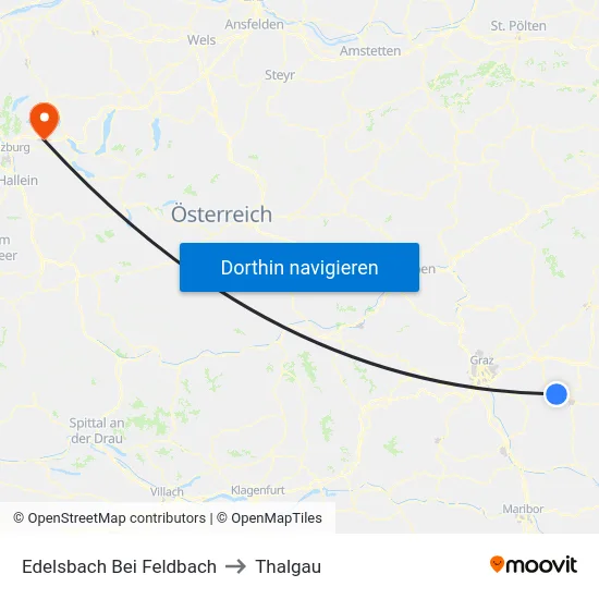 Edelsbach Bei Feldbach to Thalgau map