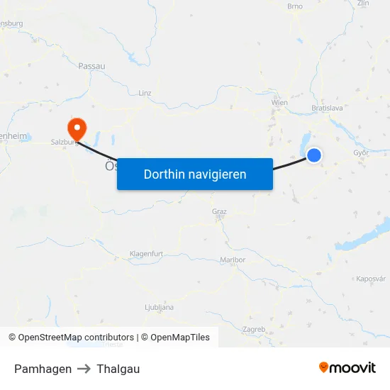 Pamhagen to Thalgau map