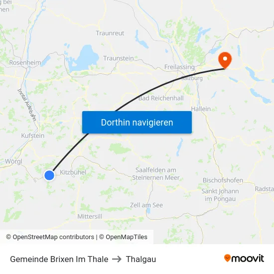 Gemeinde Brixen Im Thale to Thalgau map