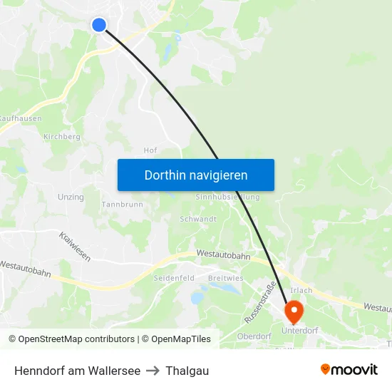 Henndorf am Wallersee to Thalgau map