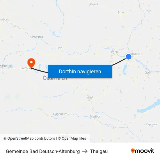 Gemeinde Bad Deutsch-Altenburg to Thalgau map