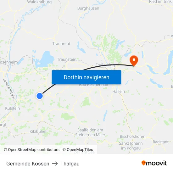 Gemeinde Kössen to Thalgau map