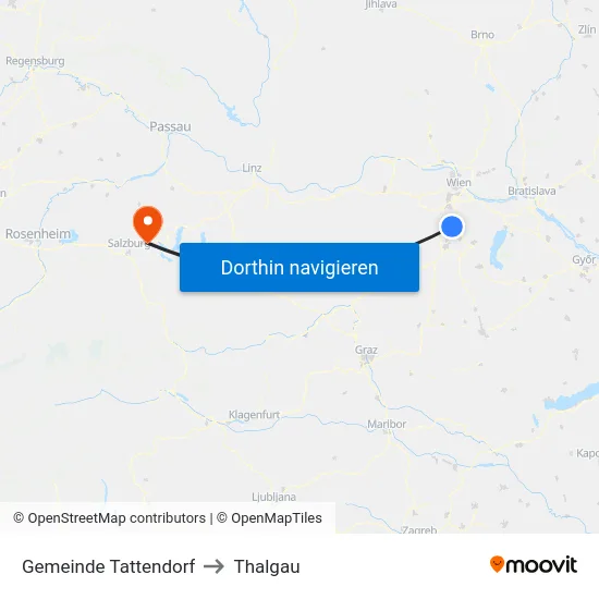 Gemeinde Tattendorf to Thalgau map