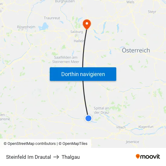 Steinfeld Im Drautal to Thalgau map