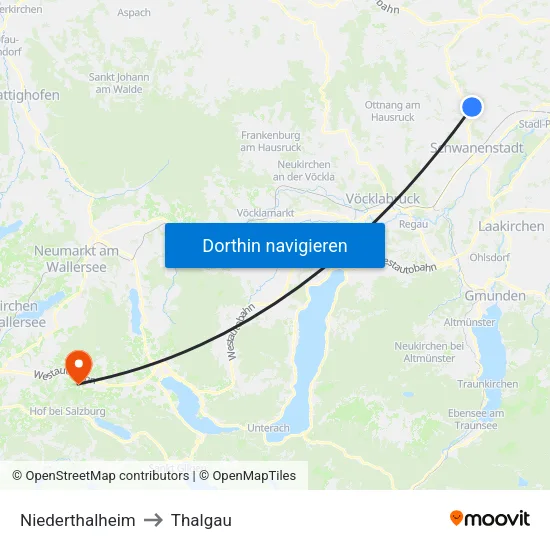 Niederthalheim to Thalgau map