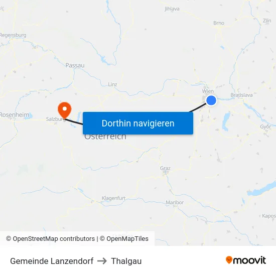 Gemeinde Lanzendorf to Thalgau map