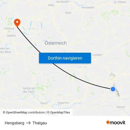 Hengsberg to Thalgau map