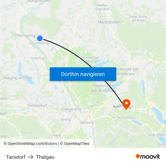 Tarsdorf to Thalgau map