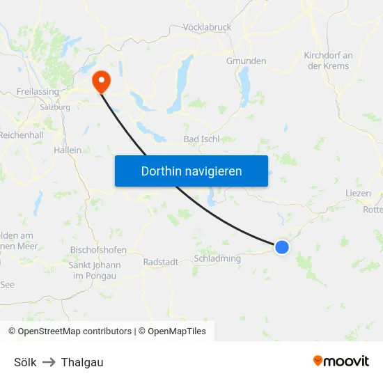 Sölk to Thalgau map
