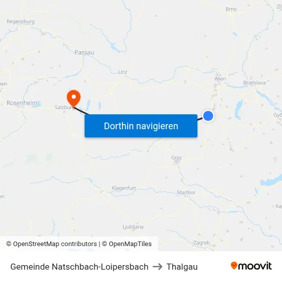 Gemeinde Natschbach-Loipersbach to Thalgau map