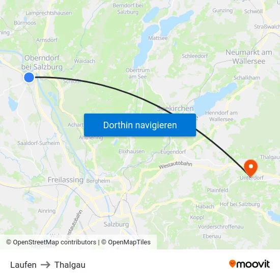 Laufen to Thalgau map