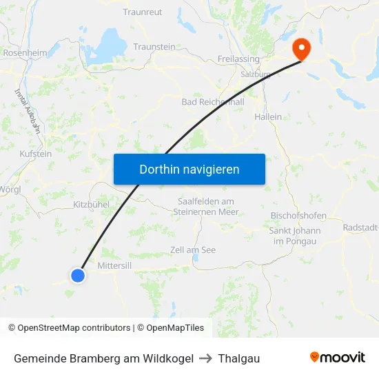 Gemeinde Bramberg am Wildkogel to Thalgau map