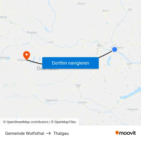Gemeinde Wolfsthal to Thalgau map