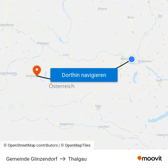 Gemeinde Glinzendorf to Thalgau map