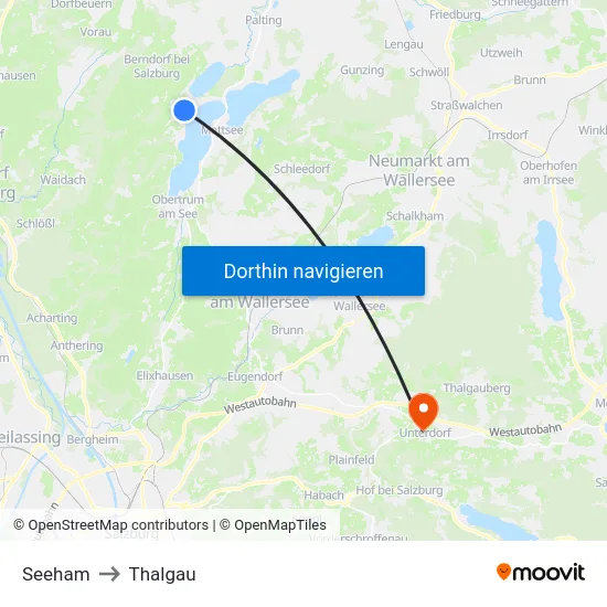 Seeham to Thalgau map