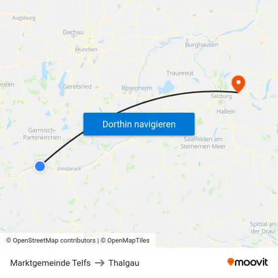 Marktgemeinde Telfs to Thalgau map