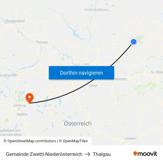 Gemeinde Zwettl-Niederösterreich to Thalgau map