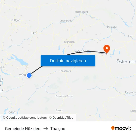 Gemeinde Nüziders to Thalgau map