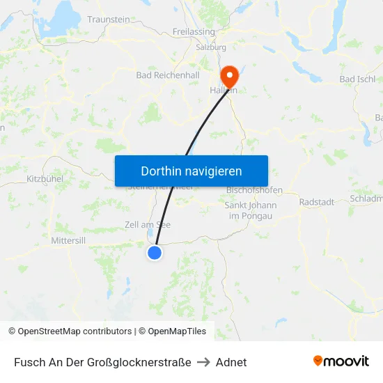 Fusch An Der Großglocknerstraße to Adnet map