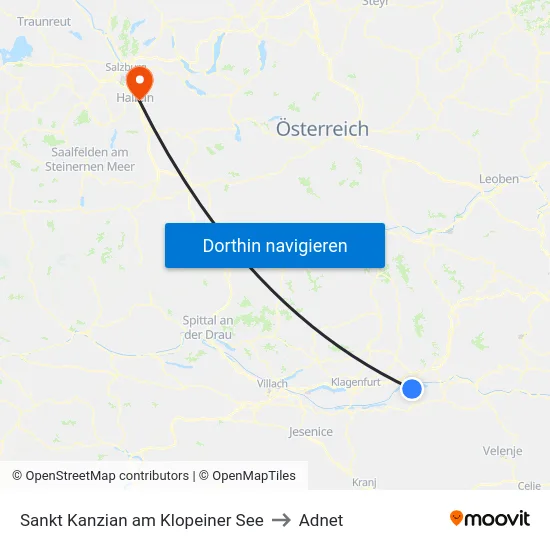 Sankt Kanzian am Klopeiner See to Adnet map