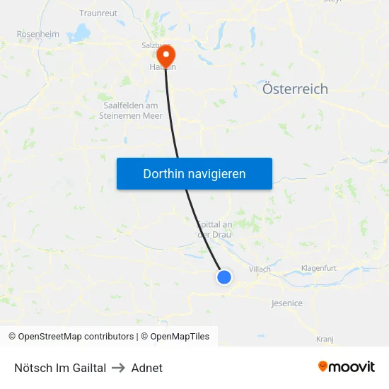 Nötsch Im Gailtal to Adnet map