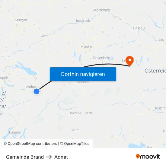 Gemeinde Brand to Adnet map