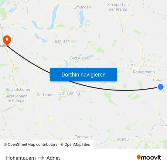 Hohentauern to Adnet map