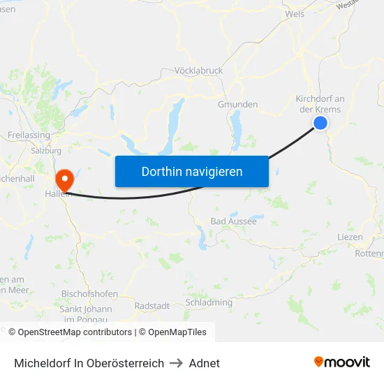 Micheldorf In Oberösterreich to Adnet map