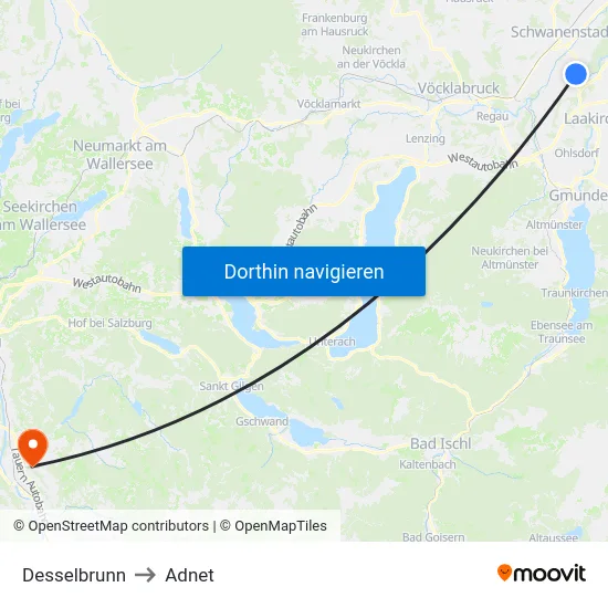 Desselbrunn to Adnet map