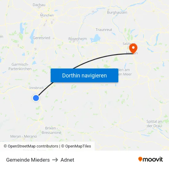 Gemeinde Mieders to Adnet map