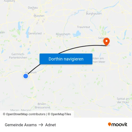 Gemeinde Axams to Adnet map
