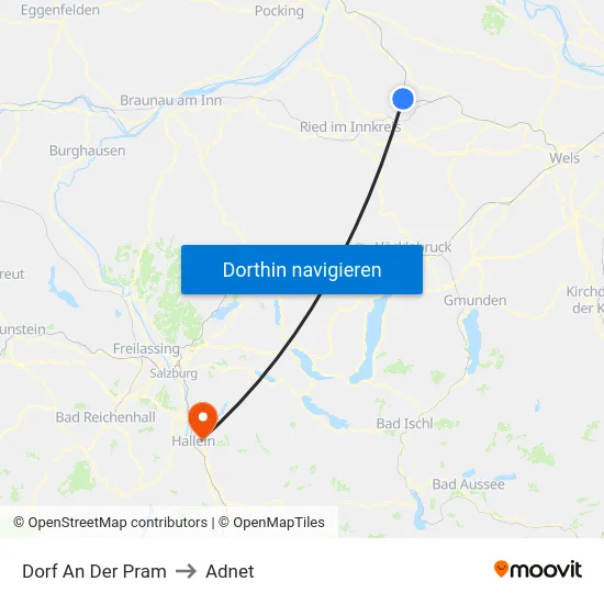 Dorf An Der Pram to Adnet map