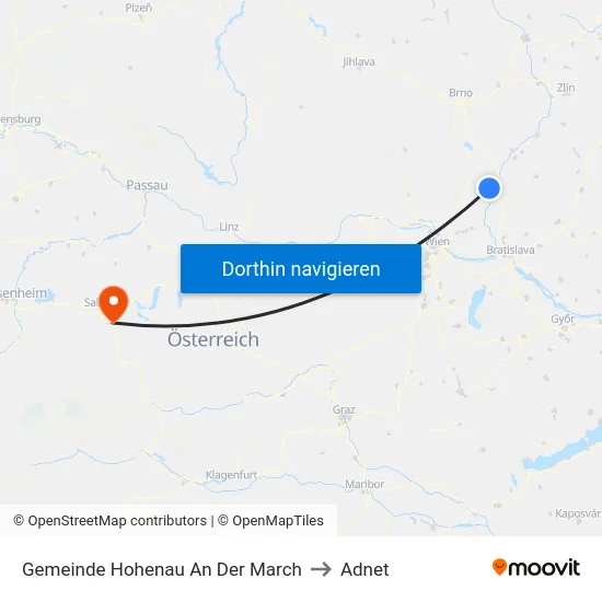 Gemeinde Hohenau An Der March to Adnet map
