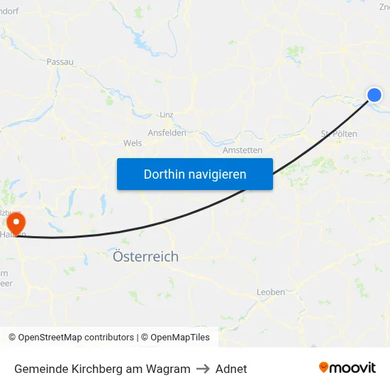 Gemeinde Kirchberg am Wagram to Adnet map