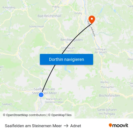 Saalfelden am Steinernen Meer to Adnet map