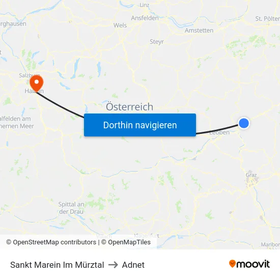 Sankt Marein Im Mürztal to Adnet map