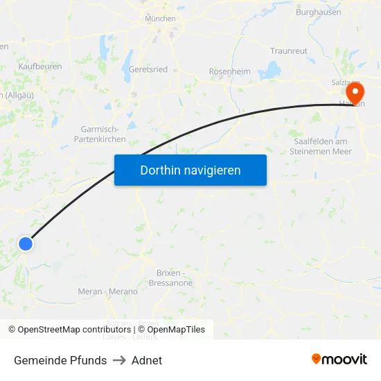 Gemeinde Pfunds to Adnet map