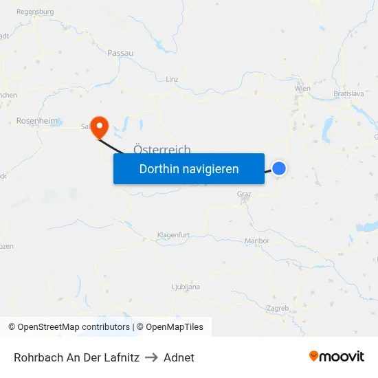 Rohrbach An Der Lafnitz to Adnet map