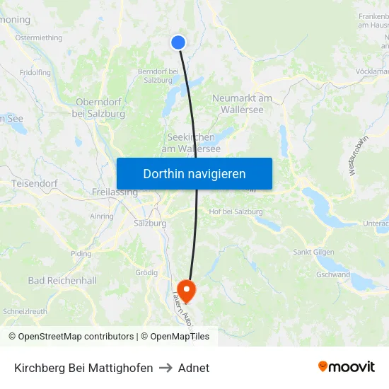 Kirchberg Bei Mattighofen to Adnet map