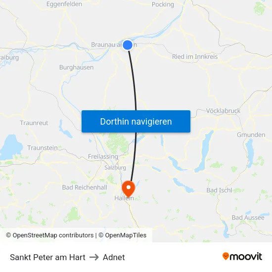 Sankt Peter am Hart to Adnet map