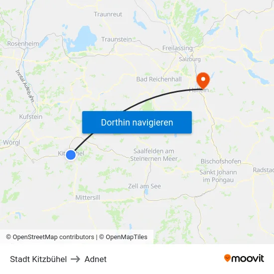 Stadt Kitzbühel to Adnet map