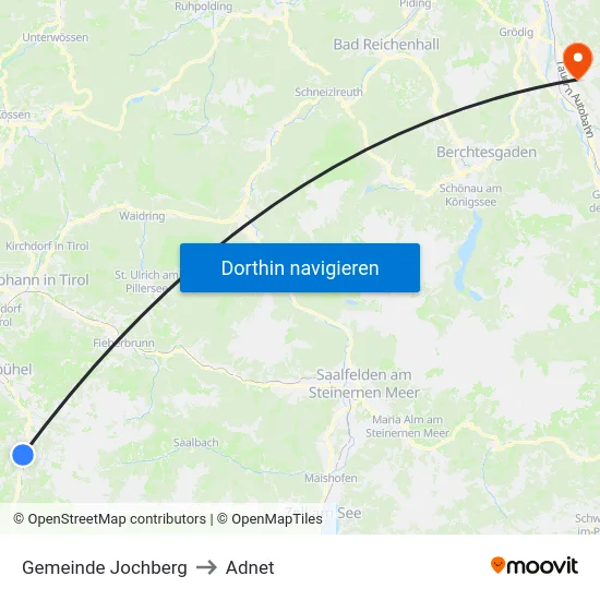 Gemeinde Jochberg to Adnet map