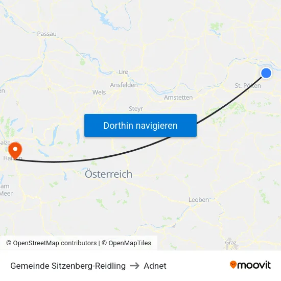 Gemeinde Sitzenberg-Reidling to Adnet map