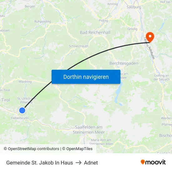 Gemeinde St. Jakob In Haus to Adnet map